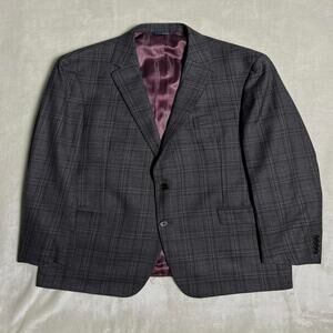 Ralph Lauren Plaid Blazer Men's 46L Exquisite Silky Purple Lining Single Breast